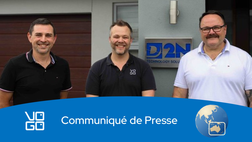 (De gauche à droite) Mitch Lockyer-Lane, responsable technique des ventes et de l’assistance, D2N – Technology Solutions ; Danny Ryan,  directeur général, VOGO Royaume-Uni ; Jason Owen, directeur général, D2N – Technology Solutions. 